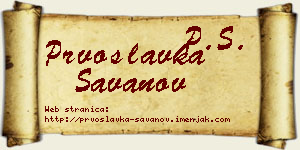 Prvoslavka Savanov vizit kartica